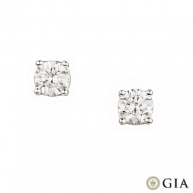 18k White Gold Round Brilliant Cut XXX Diamond Ear Studs 1.01ct TDW